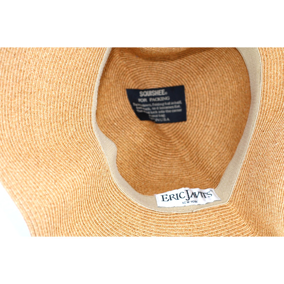 B0 Authentic ERIC JAVITS Squishee Beige Woven Packable Summer Hat - Picture 3 of 4